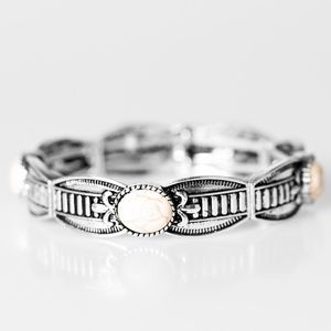 NWOT cream stone & silver tone bracelet